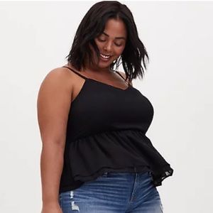 Torrid 3 Black Chiffon Crop Top